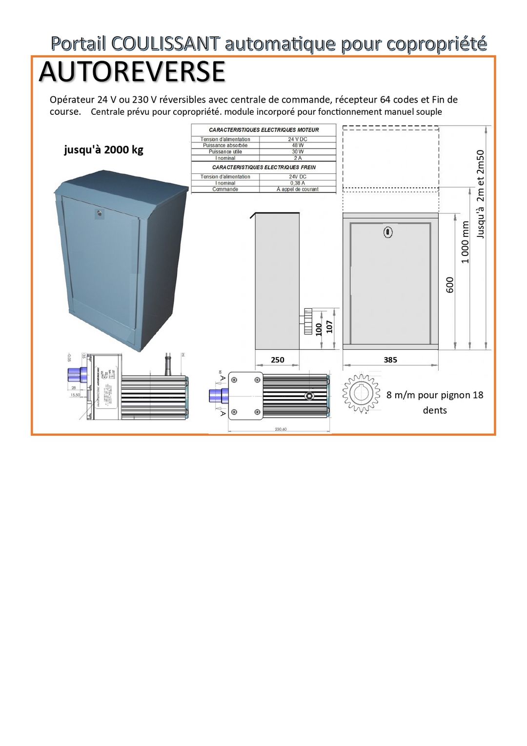 Oprateur pour porte et portails automatiques de coproprit